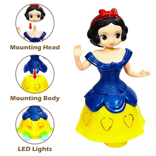 Image of VGRASSP Dancing Little Princess Doll Toy for Kids Dynamic Music and Lights - Bump and Go Battery Operated Angel Doll with Detachable Body - Color As Per Stock