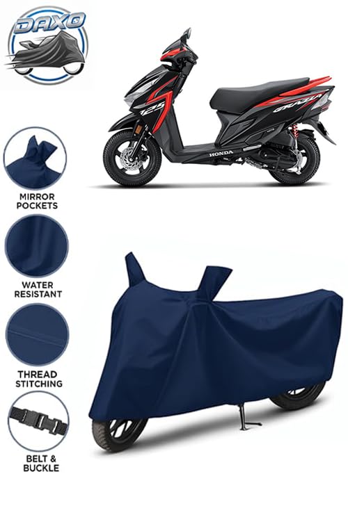 Image of Waterproof Scooty Cover for Honda Grazia | All Weather Protection from Rain, Dust, UV Rays & Scratches with Mirror Pockets & Buckle Belt | Grazia Scooty Cover