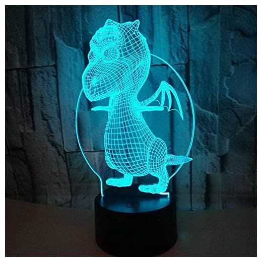 FCH-GY Nattlampa dinosaurier 3D-nattlampa färgglad touch LED visuell barnlampa present upplevelse små 3D-lampor