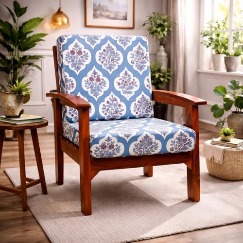 Image of STITCHNEST 'Contour Fit Series' Stretchable Printed Wooden Sofa Cover (Pack of 6) - Elastic Wooden Chair Cover | Wooden Sofa Seat Cover | Size - 20-21 x 20-21 x 3-5 in