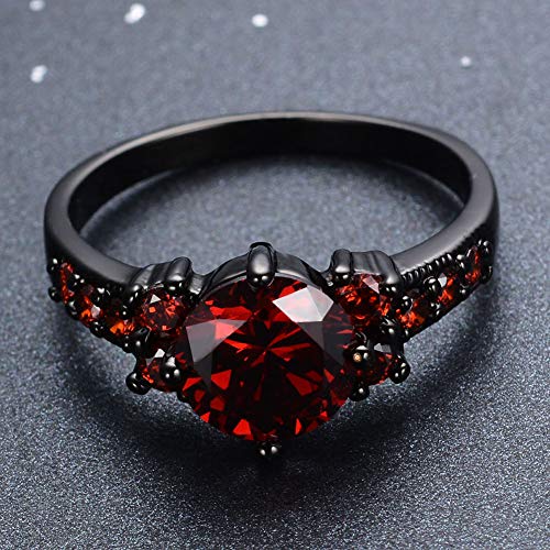 Red Round Garnet 925 Sterling Silver 18KT Black Gold Over Women's Wedding Wedding Engagement Ring For Womens3