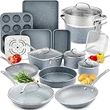 Home Hero 20 Pcs Pots and Pans Set Non Stick - All-In-One Induction Granite Cookware Set + Bakeware Set - Non Toxic, PFOA Free, Oven Safe Pot and Pan Set - (20 Pcs Set - Granite Cookware)