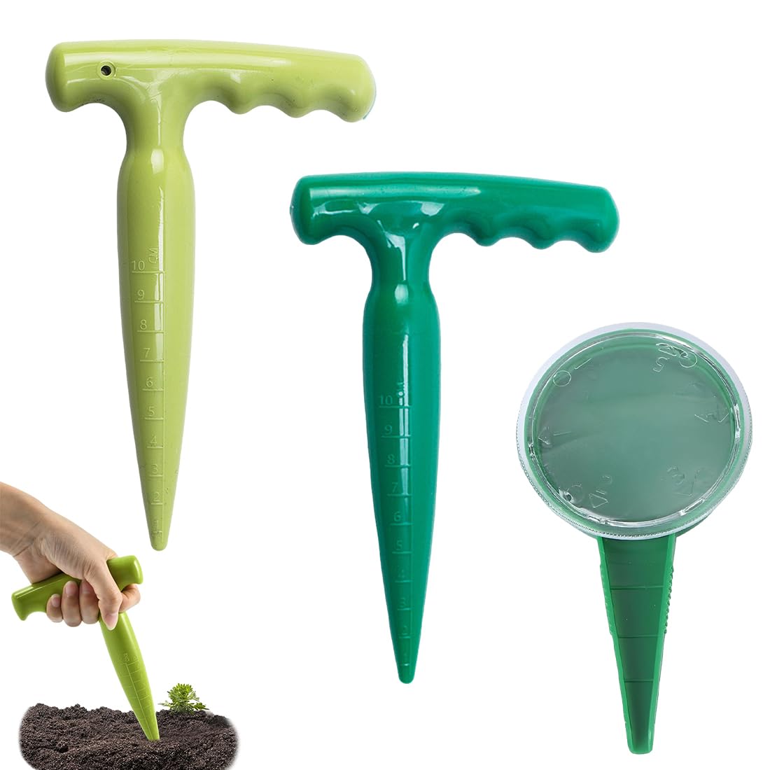 2pcs Piantatore Di Bulbi,Dibber Con Scala Di Misurazione Per Una Piantagione Precisa,Ideale Per La Attrezzi Da Giardino Verdure e Fiori,1pcs Seminatrice Regolabile a Cinque Velocità