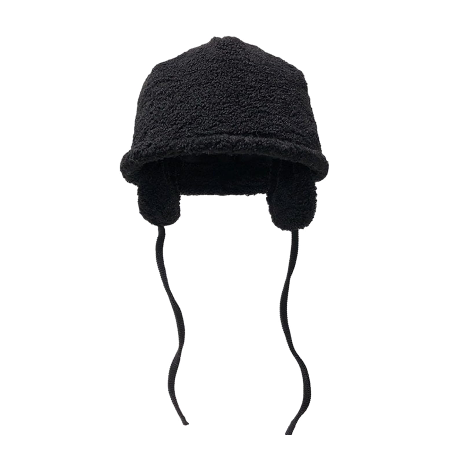 Plush Thick Ear Flap Hat for Women Skiing Hiking Winter Warm Windproof with Ear Protector for Outdoor Black