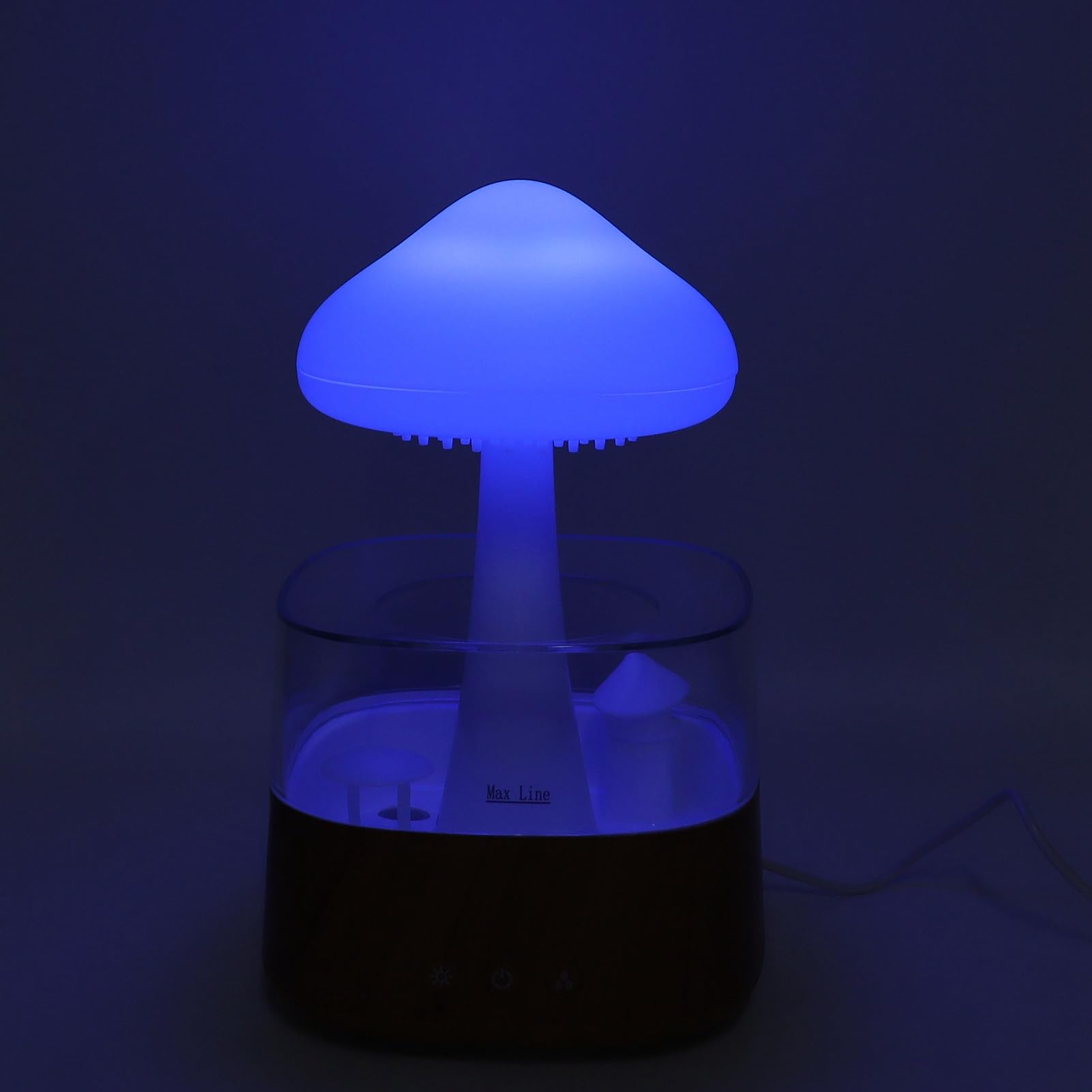 Focket Umidificatore a Nuvola di Pioggia, Finitura con Venature del Legno Umidificatore a Funghi con Illuminazione a LED a 7 Colori, Lampada a Pioggia con Diffusore di Olio Essenziale Alimentato