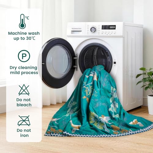 Image of MSGKV Boho Throw Blanket 60 inchx80 inch Aviary Botanical Cotton Throw Blanket