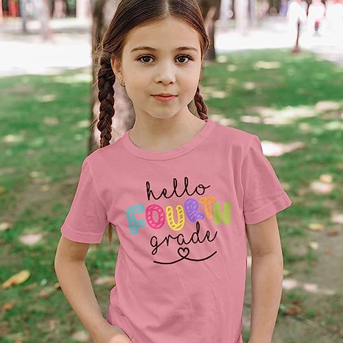 Olive Loves Apple Hello 4th Grade First Day of School Gift Back to School T-Shirt Back to School Shirts and Raglans3