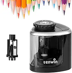 Tenwin apontador de lápis elétrico operado a pilha, afiação rápida, adequado para lápis de cor nº 2/desenho/colorido (6-8 mm), escritório/escola/casa, apontador de lápis portátil para adultos,