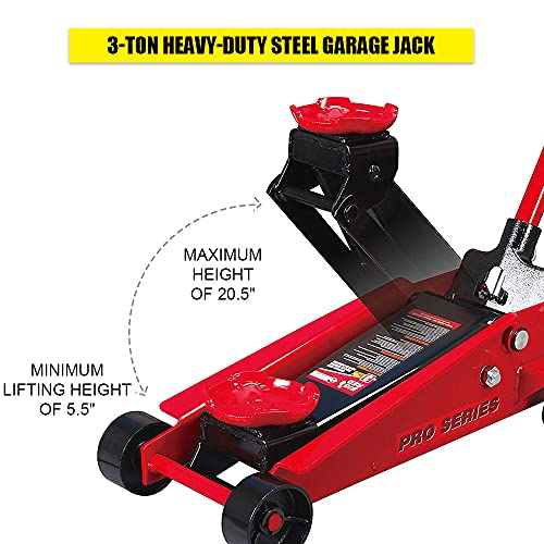 Hpdmc Hydraulic Floor Jack 3 Ton (6,000 Lb) Capacity With Single Quick Lift Piston Pump, Red #TOP2