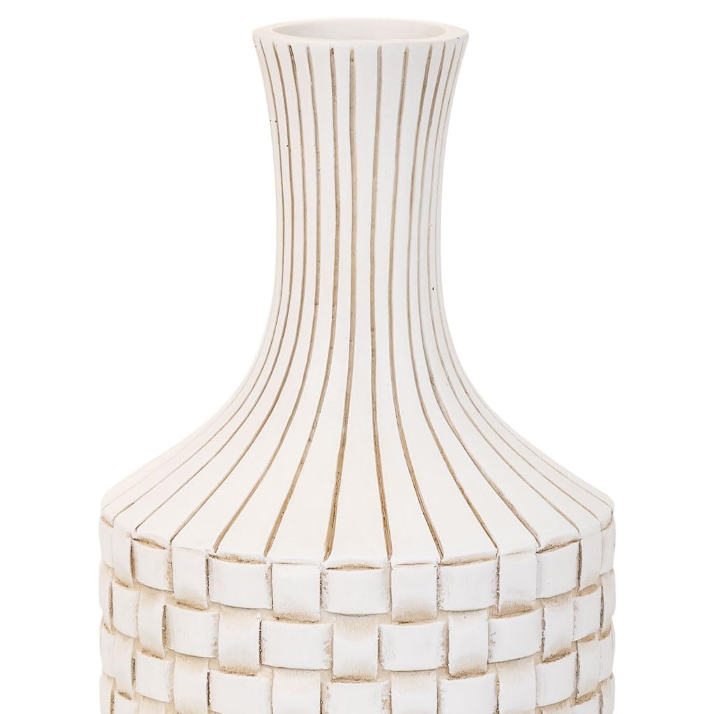 WANDERLUST DECO Jarrón de poliresina Blanco 14,5x14,5x39,5