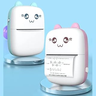 Mini Printer Portable, Pocket Thermal with 1 Rolls Paper Compatible Android, Bluetooth Wireless Smart for Photo Picture Office Receipt QR Code Label List Note Inkless Printing