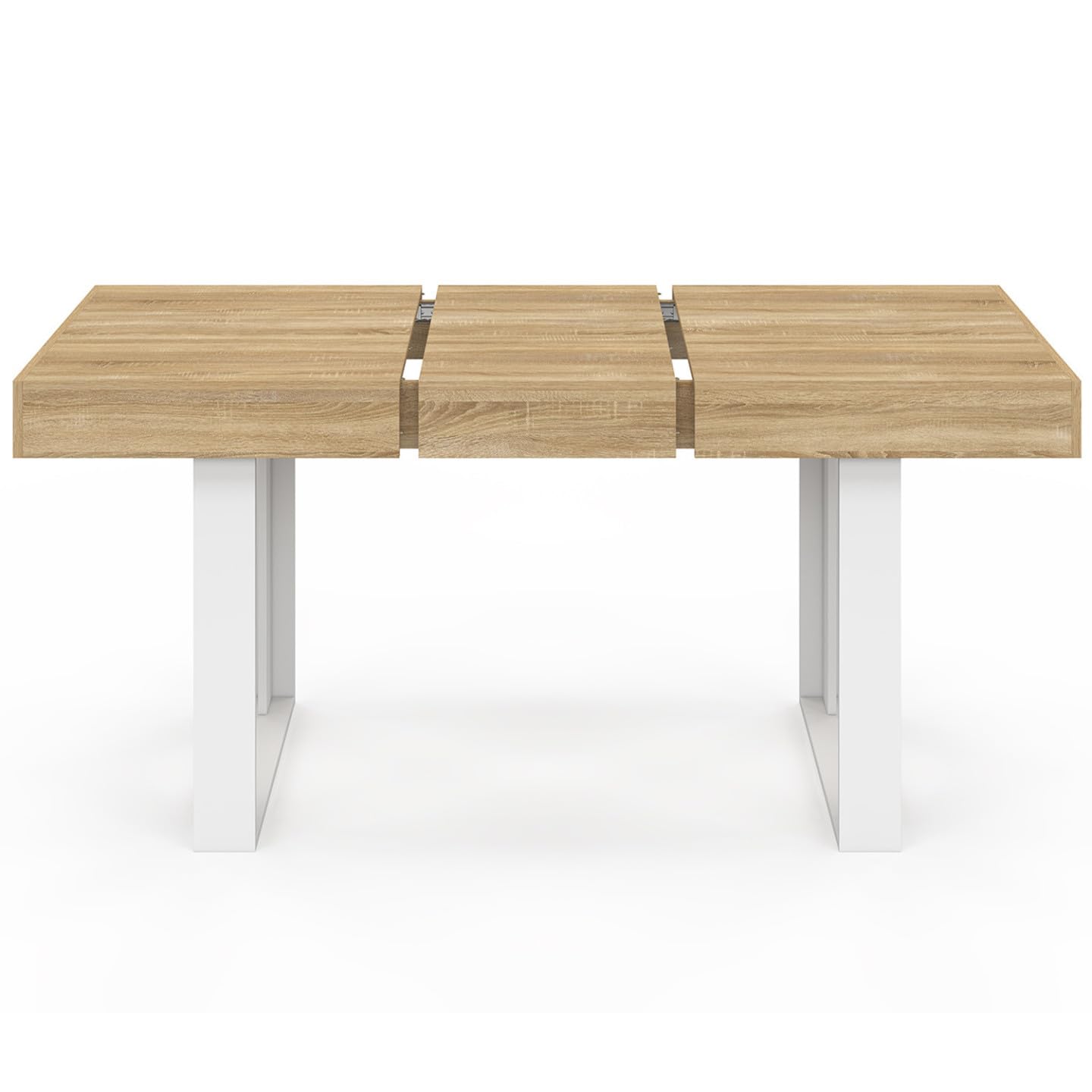 IDMarket Phoenix - Mesa de comedor extensible rectangular (4 – 6 personas, madera y blanco, 120 – 160 cm)