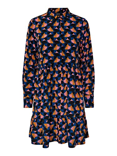 Pieces Damen Pcbernice Shirt Dress Bc Kleid, Black/AOP:Graphic, L EU