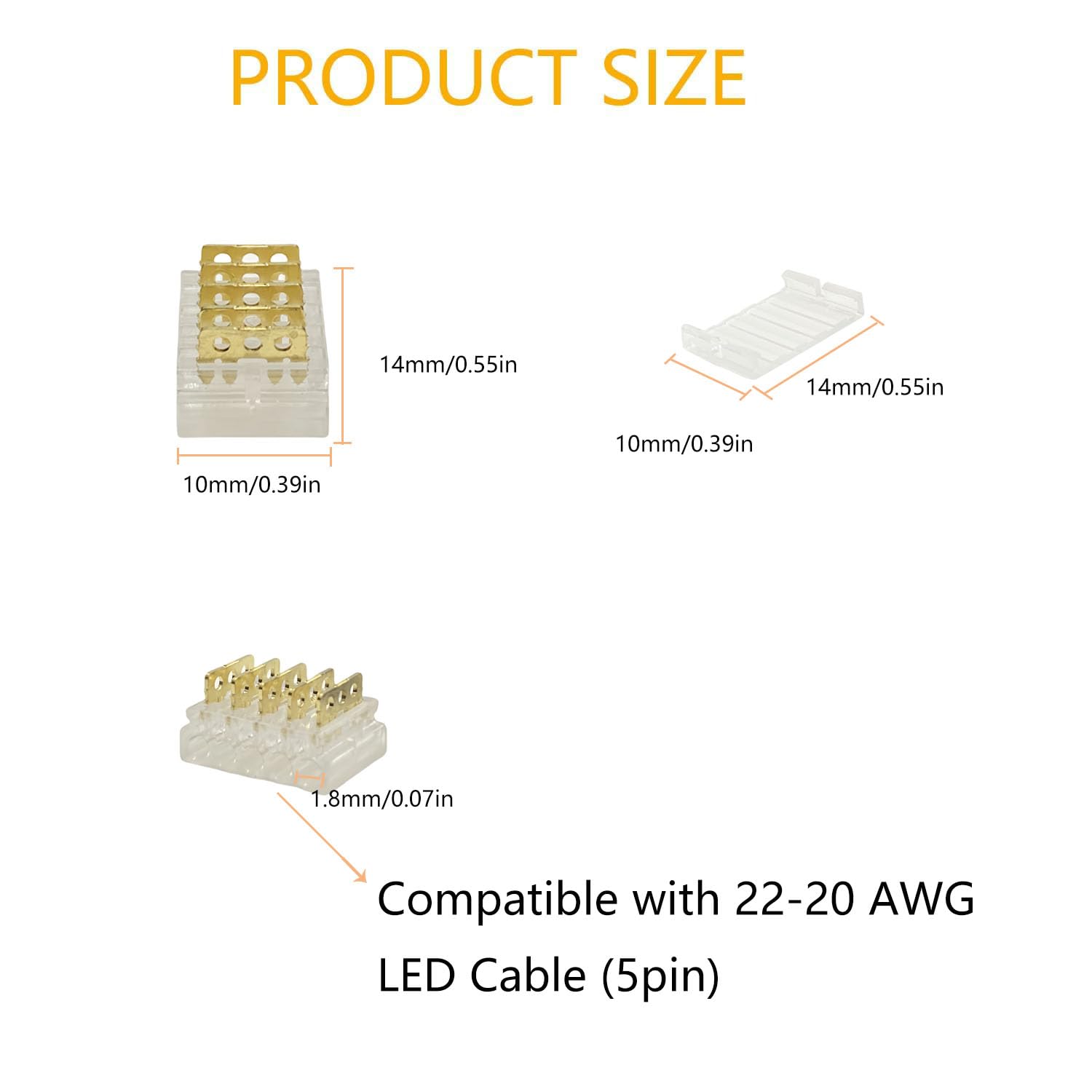 Wire Connectors Quick Connect Terminal,10pcs with Caps 5-Pin Electrical Splice Crimp, Wire to Wire Quick Connect - Image 3