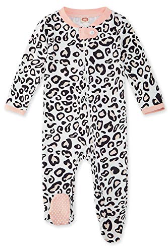 ADUKIDE One-Piece Footie for Baby Girl Boy Leopard Pajama Zip Front Footed Jumpsuit Long Sleeve Infant Romper Non-Slip Sleepwear for Photography 3-6 Month