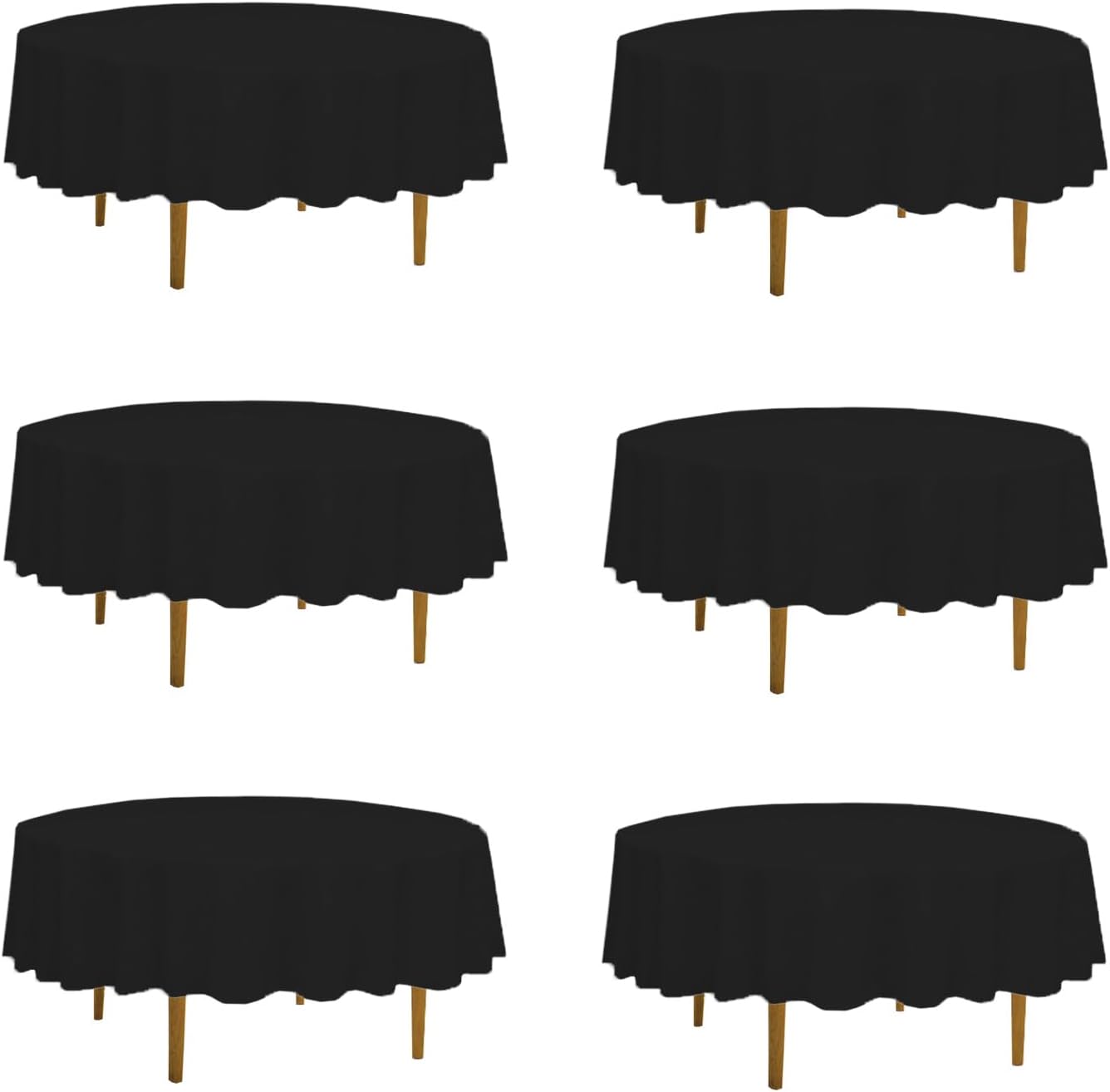 PLOYMONO 6 Pack Black Round Tablecloths for 108 Inch Tables