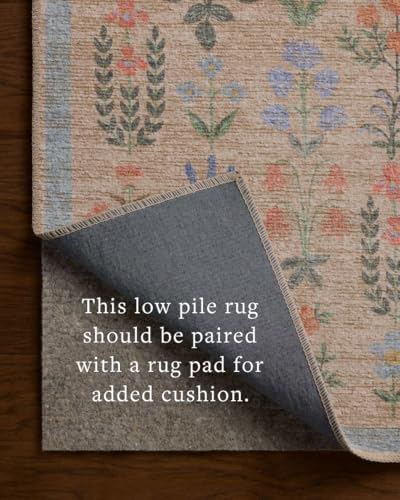 Image of Loloi Rifle Paper Co Edinburgh Cream /Multi 10'-0 inch x 14'-0 inch Area Rug | EDN-03 Printed Approx. 10x14 Beige Living room Dining room Bedroom, Rustic, Elegant, Muted, Refined, Area Rug