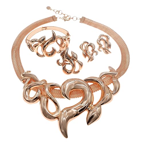Juego de joyas bañadas en oro con pendientes collares y pulseras