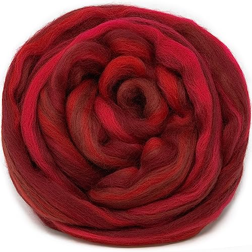 Festival Merino Wool Fiber. Colorful Combed top roving for Hand Spinning, Needle Felting, Wet Felting, soap Making and Dryer Balls. Roses