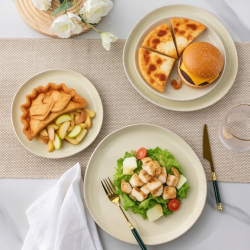 Image of AmorArc Ceramic Dinnerware Sets,Handmade Reactive Glaze Stoneware Plates and Bowls Sets,Highly Scratch Resistant | Dishwasher & Microwave Safe Dishes Set,Service for 8 (24pc)