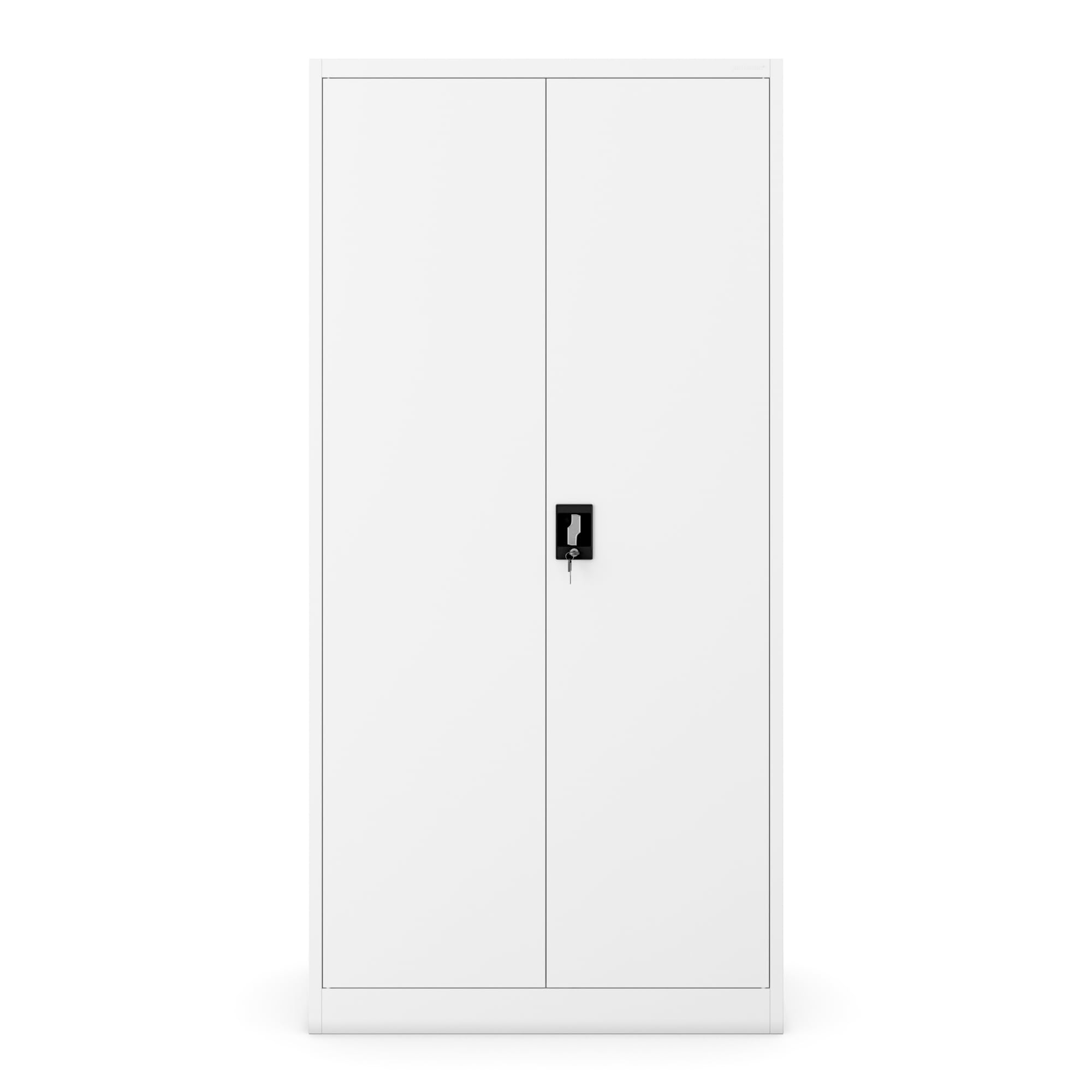 Jan Nowak Metallschrank Jan 185 x 90 x 40 cm - Metall Aktenschrank Abschließbar mit 2 Türen, Mehrzweckschrank mit 5 Ebenen, Büroschrank aus Stahlschrank mit Pulverbeschichtung - Weiß