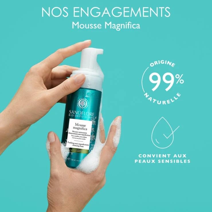 Mousse Magnifica Sanoflore espuma limpiadora antiimperfecciones que purifica los poros obstruidos 3
