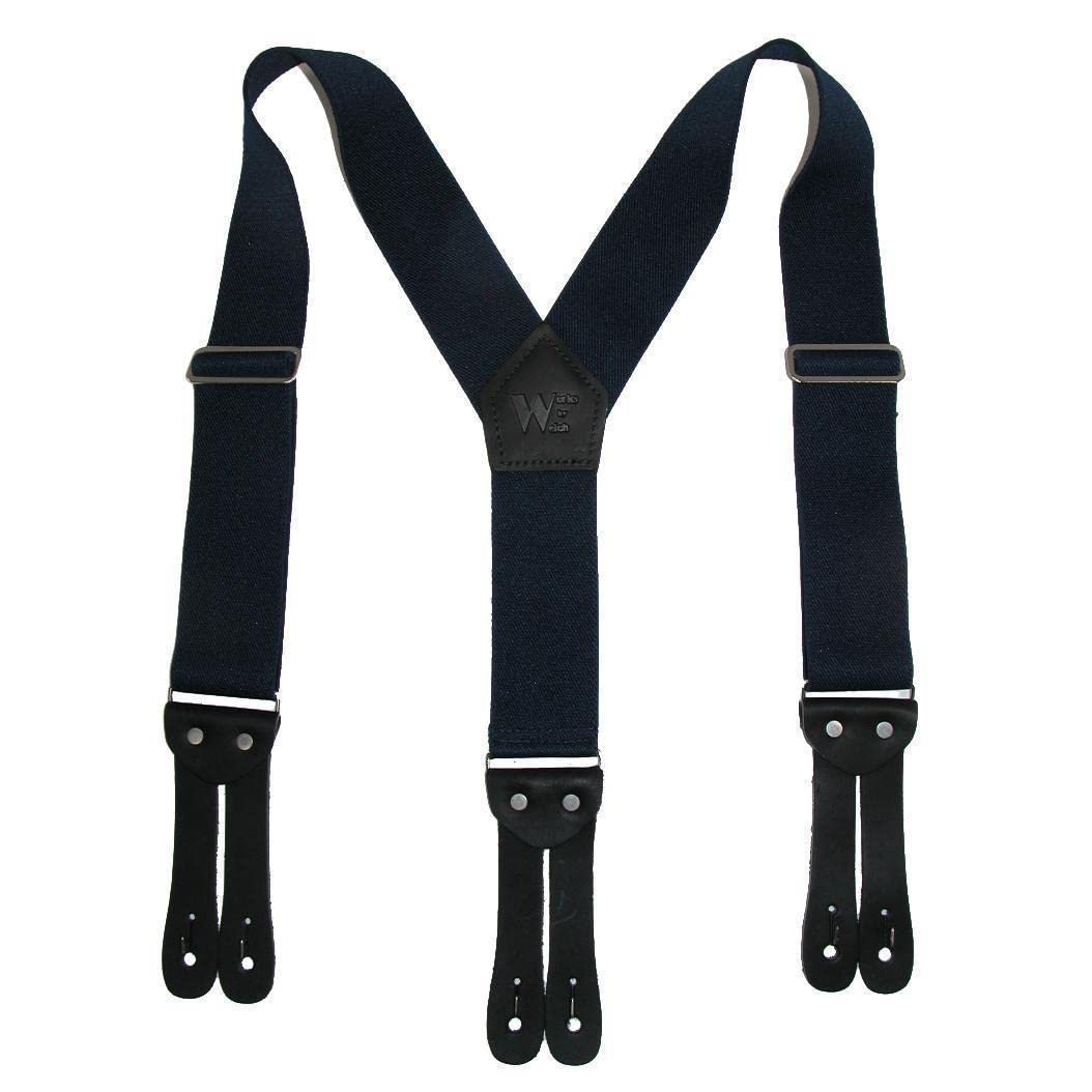 Welch Men's Navy Elastic Button-End Y-Back 2 Inch Work Braces, One Size