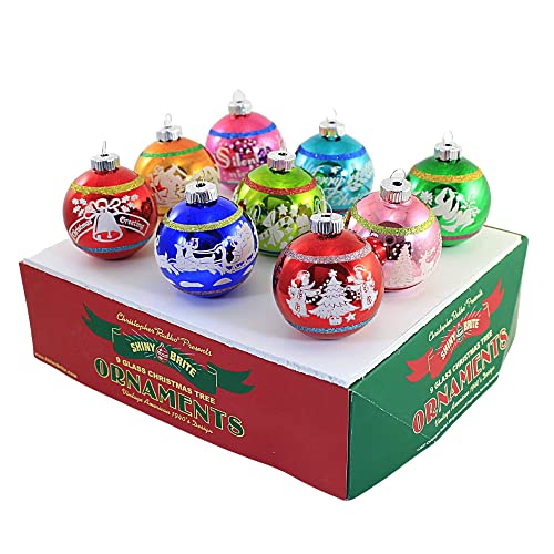 Shiny Brite Signature Flocked Rounds, 2.5", Glass, Ornament Christmas Confetti, Decorative Hanging Ornaments, 4028011 #TOP1