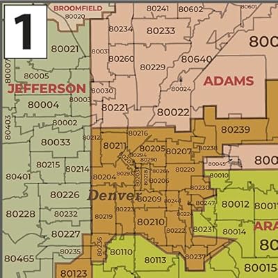 Colorado ZIP Code Map with Counties - Large - 48 x Philippines | Ubuy