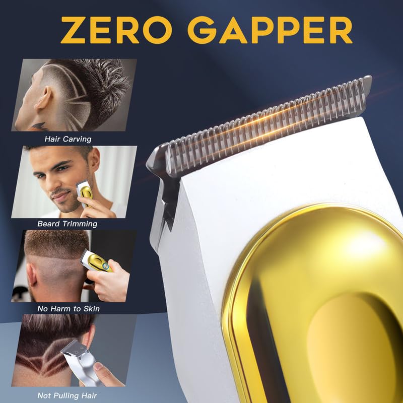 Image of Solimpia Ht-6030 Men'S Digital Display Dual Motor Power 0Mm Professional Cordless Hair Clipper Cutter Wireless Hair Grooming Set Beard Trimming Beard Styling Li-Ion Battery 1000Mah 90 Min Runtime,Gold