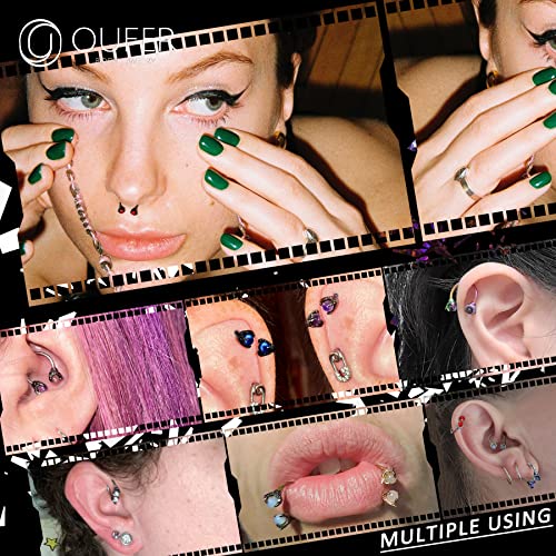 OUFER 316L Surgical Steel Circular Earrings Two White Opals Surrounded by Dragon Claws Cartilage Earing Ear Body Piercing Jewelry Helix Earrings Piercing… 6