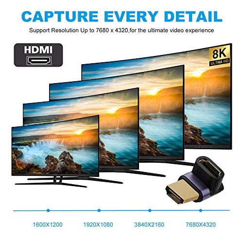 Adaptador HDMI macho a HDMI 2.1 hembra vertical 90 grados miniatura 6