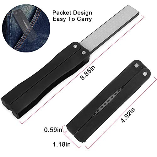 Folding Knife Sharpener, Floor 400/600 Grit Foldable Knife Whetstone Diamond Pocket Knife Sharpener Sector Shaped Double-Sided Knife Sharpening Stone For Kitchen Garden Outdoor (#1) #TOP3