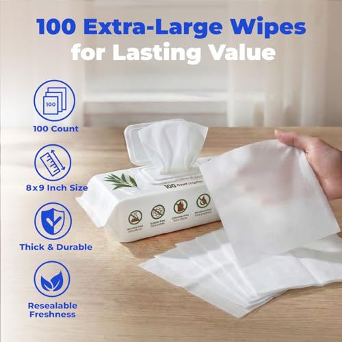 Image of Best Pet Supplies 8 inch x 9 inch Large Dog Wipes - Cleaning and Deodorizing for Paws and Coat - Gentle Formula with Tea Tree Vitamin E for Puppies and Cats - 400 Count