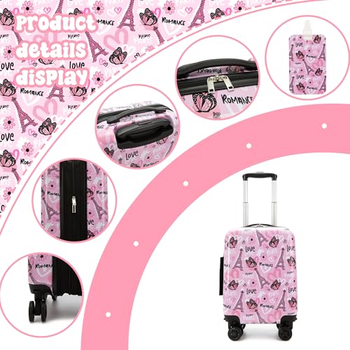 Image of Kid's Luggage Set 16 inch Hardside Luggage with Spinner Wheels 2 Piece Suitcase Set Girls Carry on Toddler Travel Rolling Suitcase with Neck Pillow Airline Approved