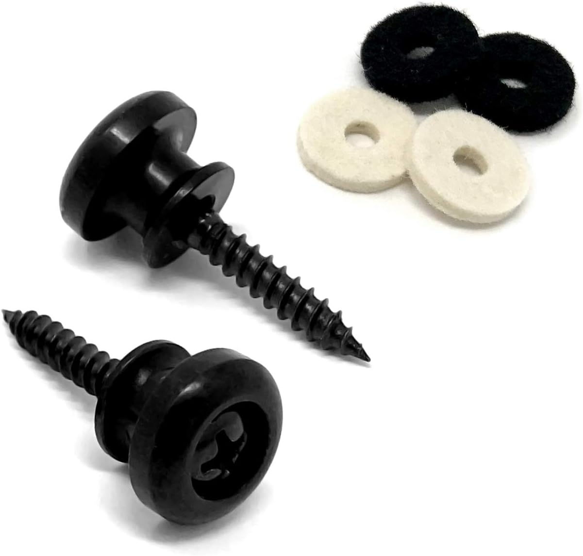 Guitar Strap Buttons Nickel Modern Style for Guitar and Bass (2) with Screws and Felt Washers Universal Fit for Ibanez, ESP, Jackson and more SB75-NKL image 4