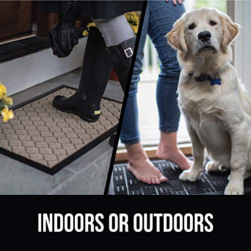 Gorilla Grip Original Durable Natural Rubber Door Mat, 47X35, Heavy Duty Doormat For Indoor Outdoor, Waterproof, Easy Clean, Low-Profile Rug Mats For Entry, Patio, Busy Areas, Steel Chevron #TOP6