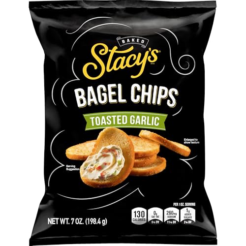 Stacy's Bagel Chips, Toasted Garlic Baked Chips, 7 Oz Snack Bag