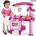 BAKAJI Cucina per Bambine Grande Giocattolo 69 Accessori con Stoviglie Luci e Suoni Altezza 80cm Colore Rosa e Viola