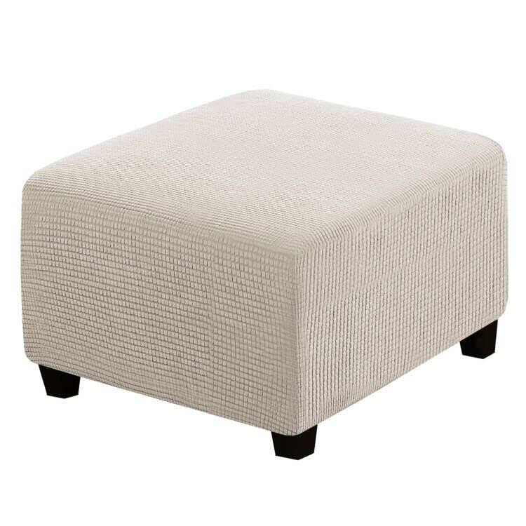 Image of H.VERSAILTEX Square Ottoman Covers Ottoman Slipcovers Folding Storage Stool Furniture Protector Form Fit with Elastic Bottom, Stretch High Spandex Small Checks Jacquard Fabric(Large,Island Fossi)