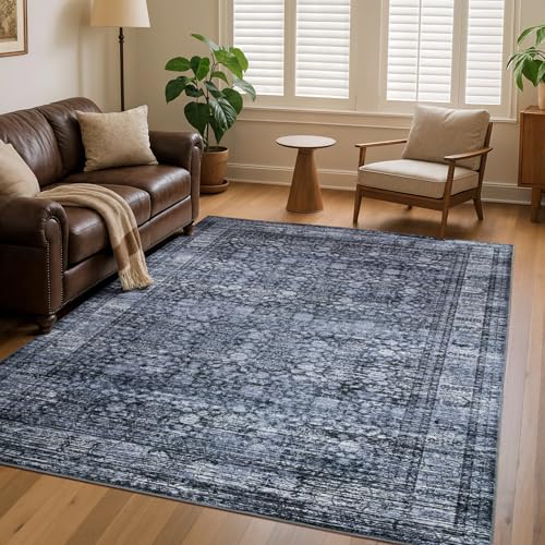 5x7 Washable Vintage Floral Area Rug