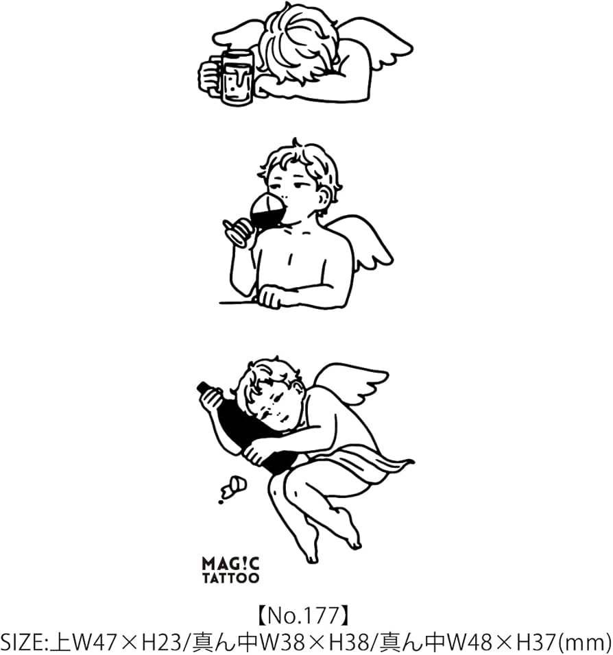 Amazon.co.jp: No.177_Drinking angel/天使,2週間で消えるタトゥー