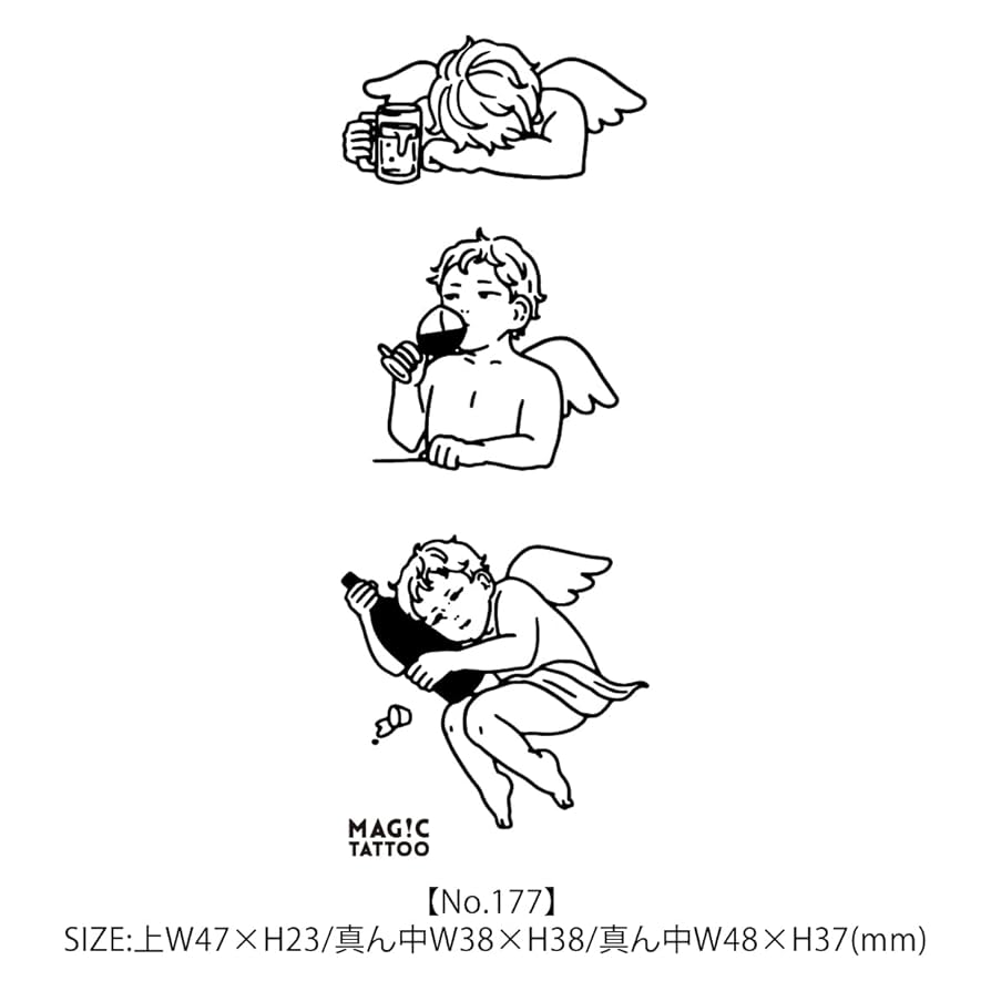 ‪☆ マジックタトゥー エンジェル スカル タトゥーシール 2週間で消える マジックタトゥー エンジェル スカル タトゥーシール 2週間で