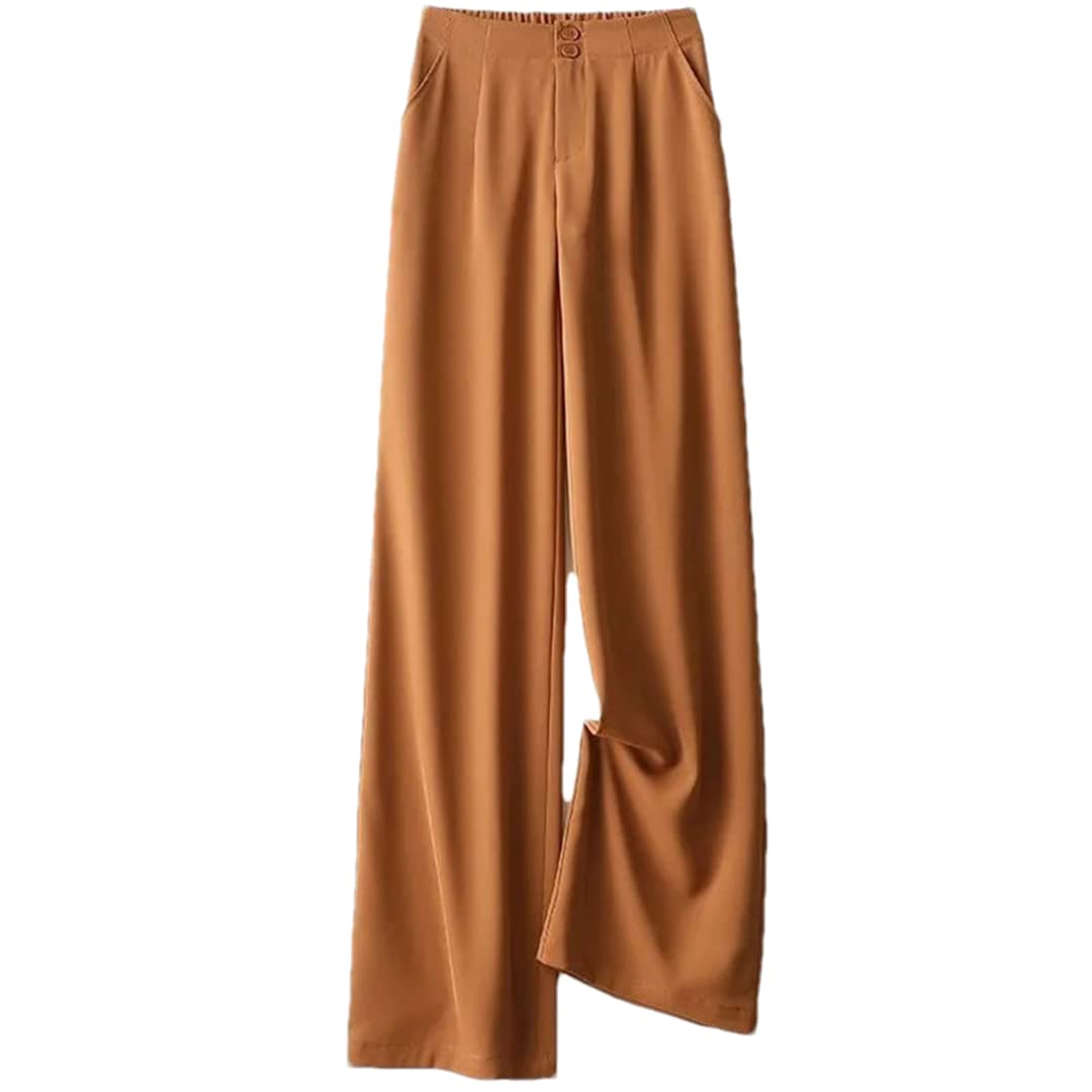 Hndudnff Womens High Waist Chiffon Drape Wide Leg Pants Loose Straight Casual Suit Pants