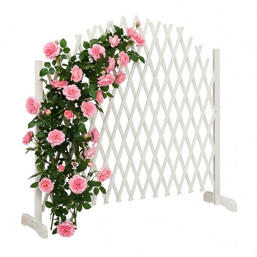 Relaxdays Graticolato in Legno, Allungabile Fino a 200 Metri, per Piante Rampicanti, per Giardini, Balconi, Bianco
