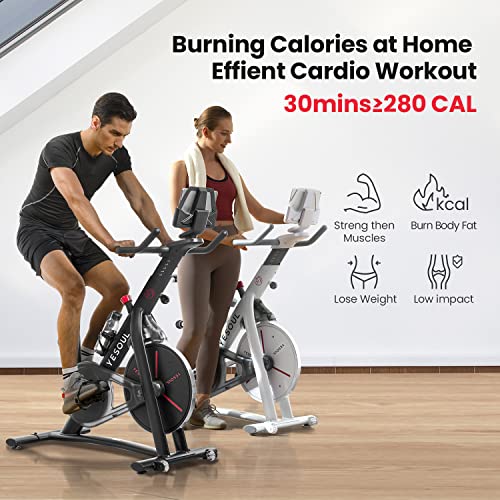 Image of Yesoul Black Exercise Bike for Home, Low Noise Indoor Cycling Bike for Home Gym Electric Stationary Bike with Tablet Mount & Comfortable Seat Cushion for Women Apartment Workout Bike for Fitness