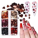 3D Heart Nail Glitter Sequins Holographic Laser Heart Glitter Flakes Hearts Nail Art Glitters Sparkl