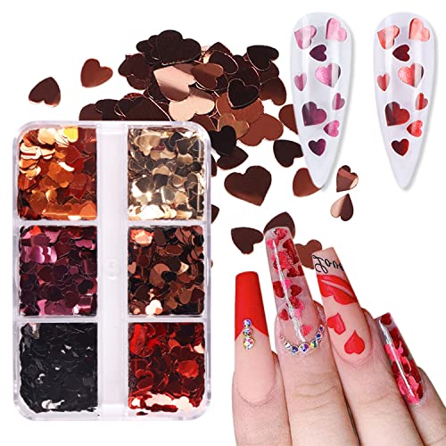 3D Heart Nail Glitter Sequins Holographic Laser Heart Glitter Flakes Hearts Nail Art Glitters Sparkle Confetti Glitter Nail Charms Designs Valentines Glitter For Nail Art Decoration Diy Manicure Tips #TOP2