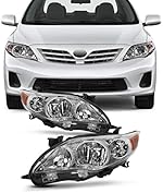 AKKON - For 2011-2013 Toyota Corolla Chrome Clear Headlights Front Lamps Direct Replacement Left + Right Pair