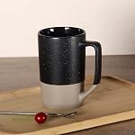 16 OZ Grande tasse de café, deux couleurs combiné Grande tasse à thé en céramique avec poignée carrée avec blanc Speckled pour les hommes Restaurant femme Home Office boissons chaudes, noir
